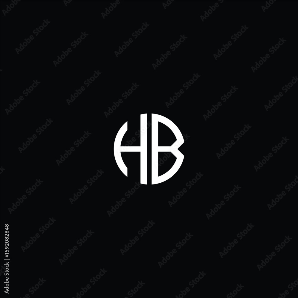 Aufkleber symmetrical hb initial monogram, bold design on a minimalistic background