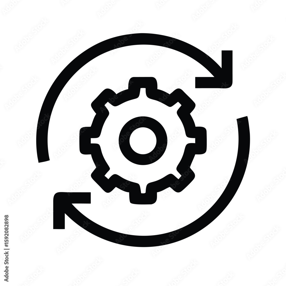 Poster automation process gear wheel and arrows icon for system update and maintenance vector design elemen