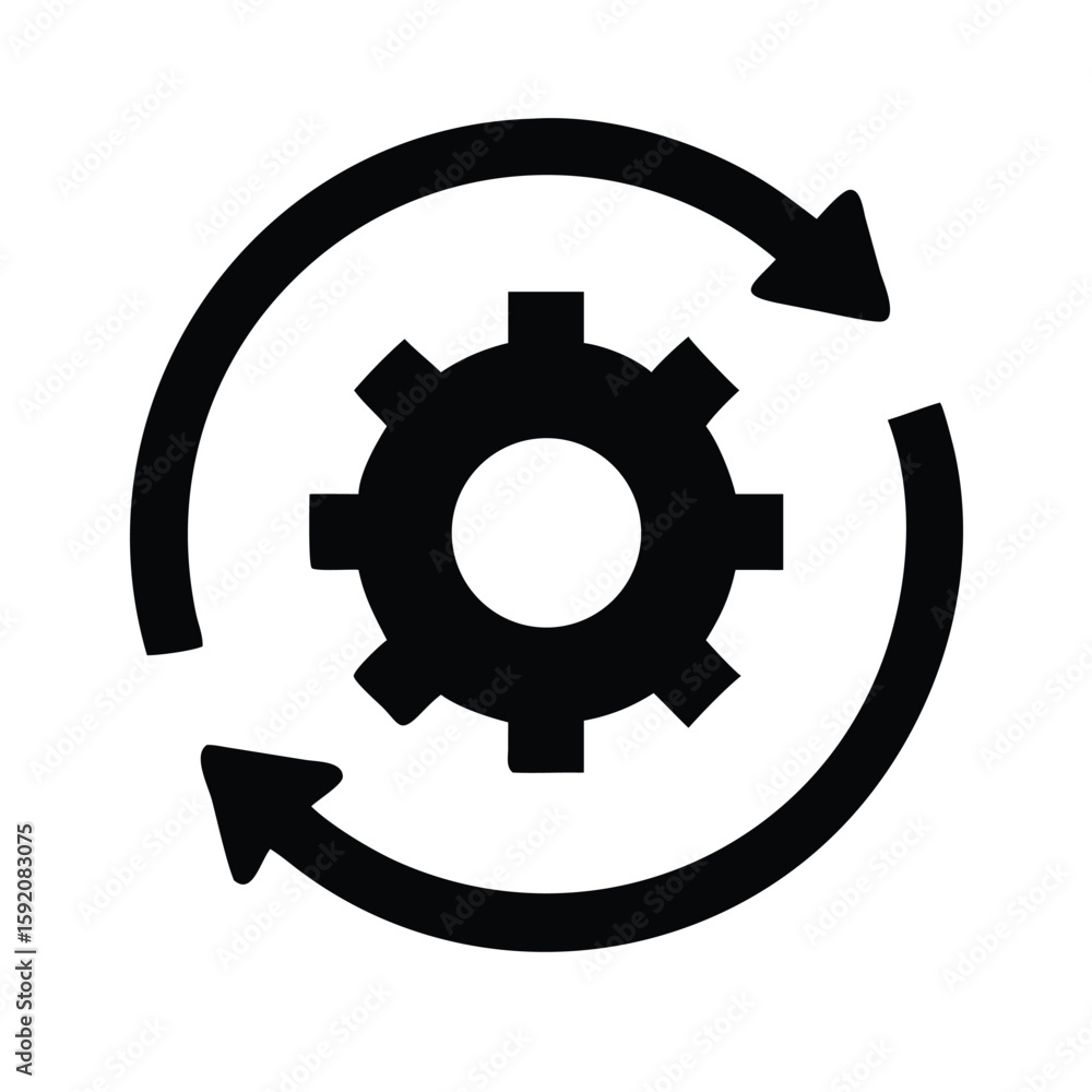Poster gear refresh process icon vector illustration for automation and workflow management design needs ex