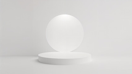 White round podium displaying products on minimalist background