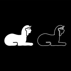 Sphinx Egypt pyramid concept egyptian statue of Giza set icon white color vector illustration image solid fill outline contour line thin flat style