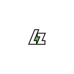 Letters LZ Thunder Bolt Monogram with white background. 