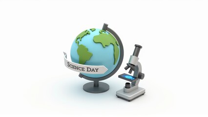 Science Day Globe and Microscope Global Education Concept