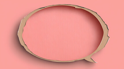 Pink blank cut out cardboard paper speech bubble with round rounded corners rough edges, copy space for text on transparent png background design element. cardboard edge. Illustration