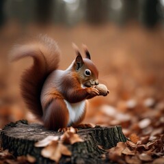 Obraz premium Squirrel on a tree stump