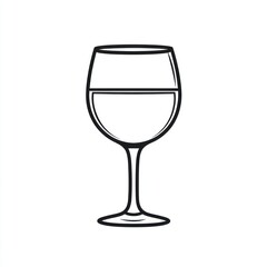 Outline drawing of a wine glass filled with liquid