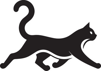 Silhouette of a Graceful Black Cat Leaping with Elegance, Animal Clip Art