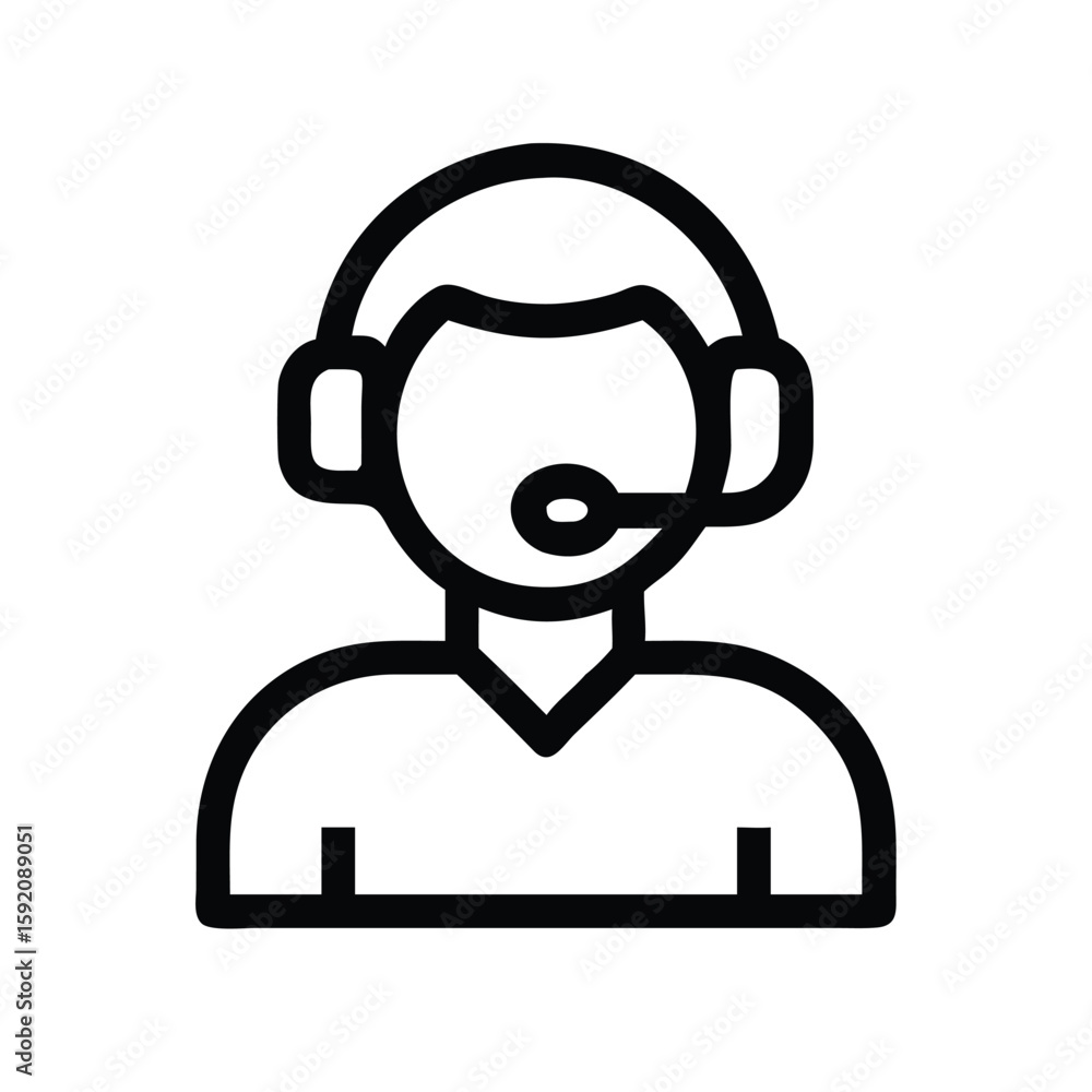 Poster customer service representative icon vector call center agent support operator with headset 100px