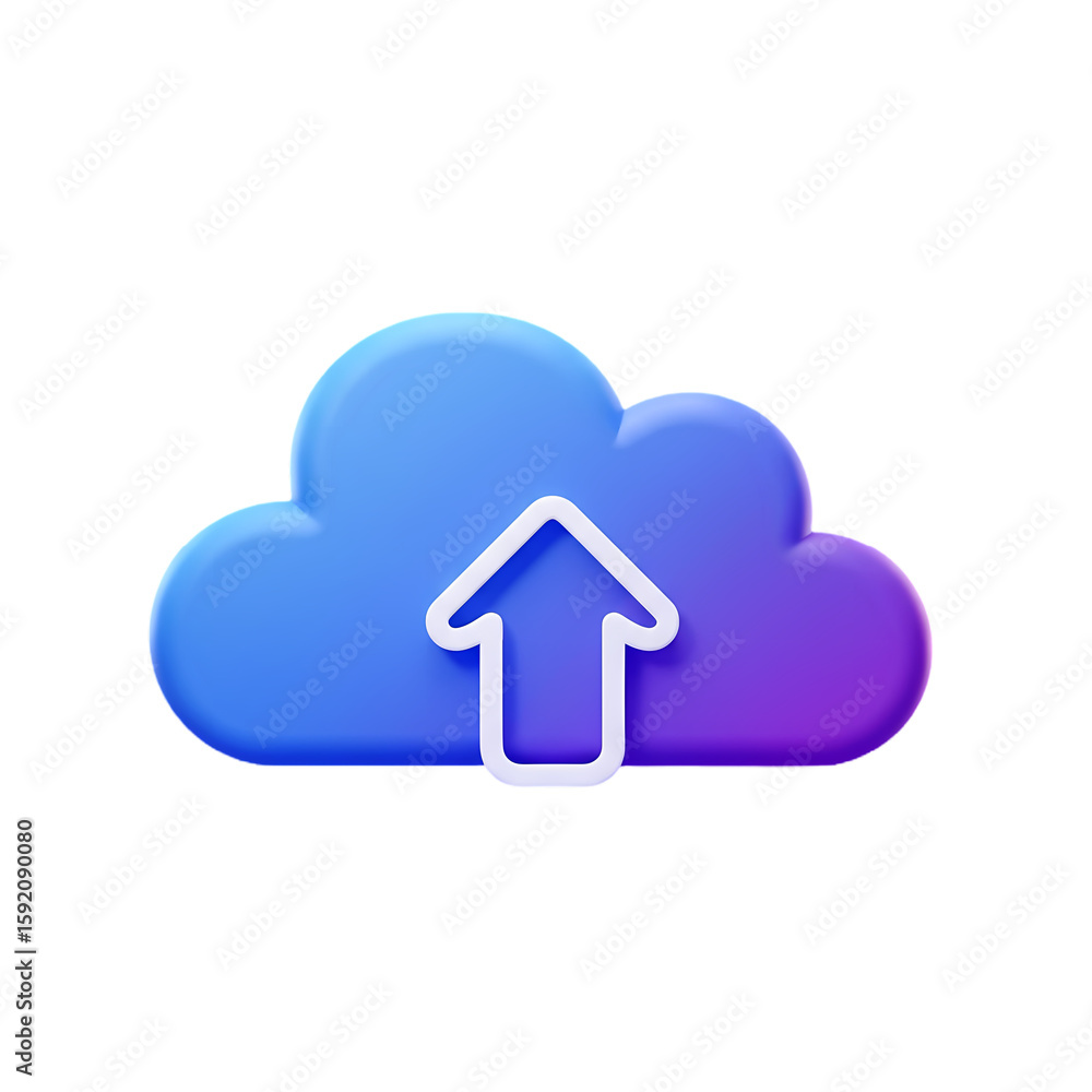 Fototapete a 3d rendered cloud icon with an upward-pointing arrow, symbolizing data upload.