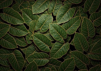 Luxury pattern of tropical green philodendron leaves with gold veins on a black background. Jungle emerald, metallic, green leaf background for banner, wallpaper, print, poster, sublimation