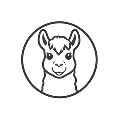 Cute llama head in circle