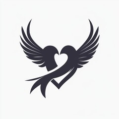 Two birds in flight, forming a heart shape