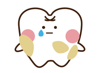 プラークに汚れているかわいい歯のマスコットキャラクター