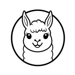 Cute llama face in a circle (2)