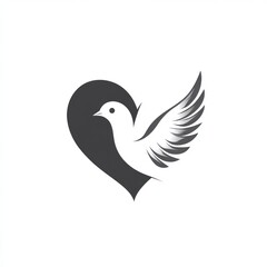 A stylized dove inside a heart shape
