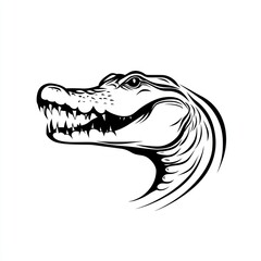 Alligator head profile, bold line art