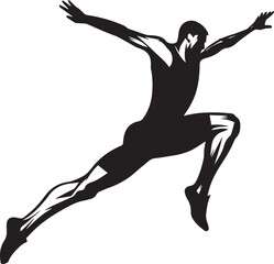 Fototapeta premium Dynamic Silhouette of an Athlete Mid-Jump, Capturing Motion and Athleticism
