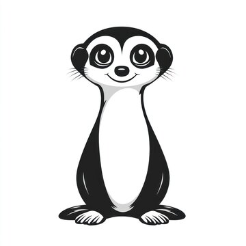 Cute black and white meerkat illustration