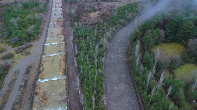 Aerial drone view of the river in the Ar&aacute;s Ravine in Biescas, Alto Gallego region, Huesca, Aragon, Spain, Europe.