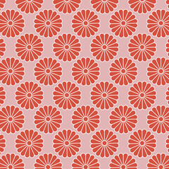 シームレスな和柄パターン　赤　菊