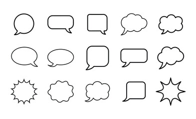 Diverse Speech Bubble Outline Set: Communication, Dialogue, and Chat Box Icons