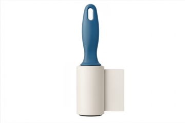 New lint roller with blue handle on transparent background