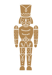 Christmas gold Nutcracker.Toy Soldier. Kid illustration on a transparent background.