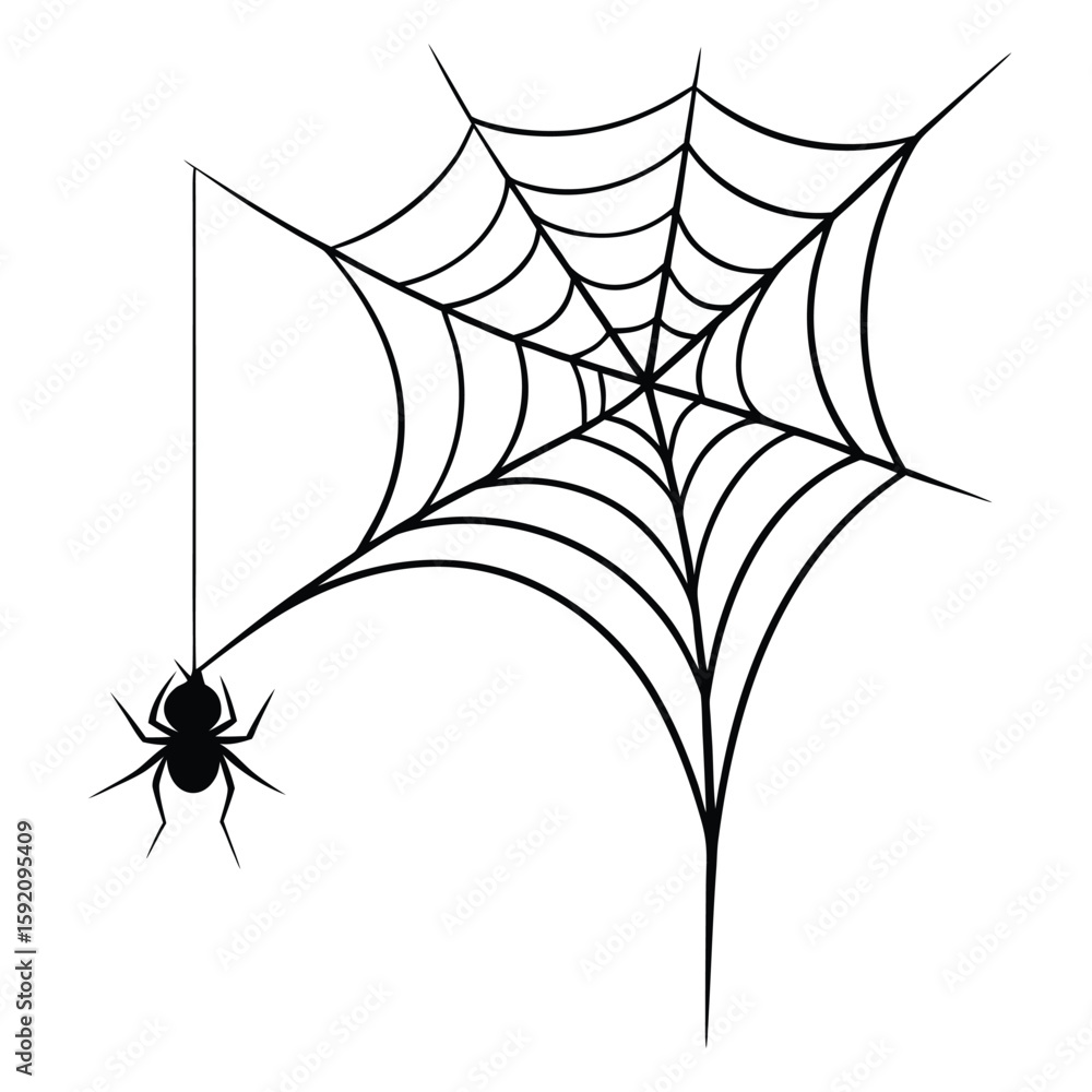 Poster intricate spiderweb design gracefully extending from the top corner featuring a delicate and artisti