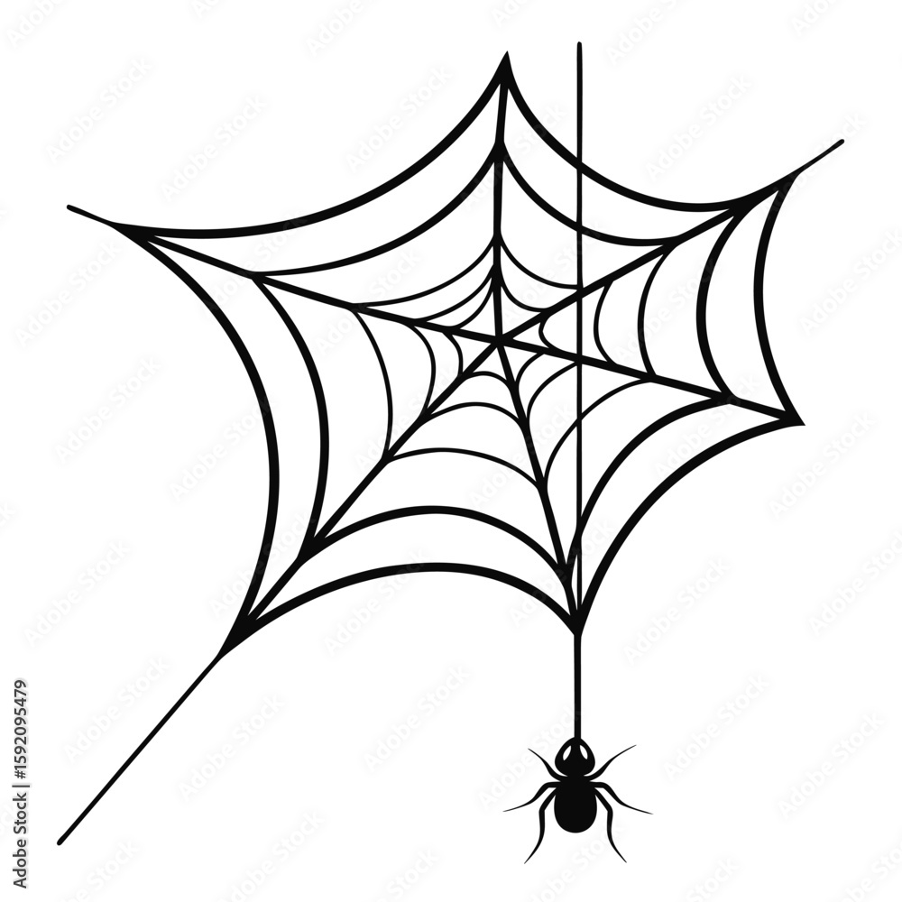 Poster intricate spiderweb design with a delicate elegant pattern stretching from the top corner suitable f