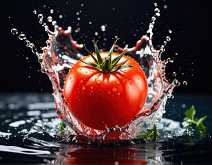 Splashing tomato in water