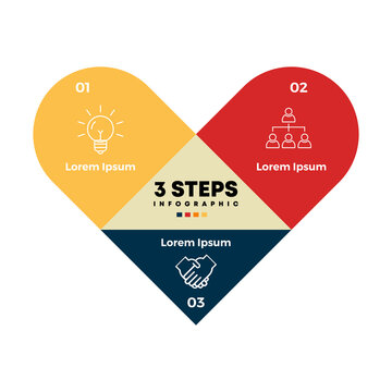 Vector circle arrows triangle heart love infographic, cycle diagram, graph, presentation chart. Business concept with 3 options, parts, steps, processes.	