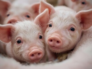 Very cute baby pigs close-up