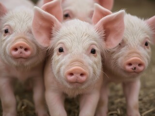 Very cute baby pigs close-up