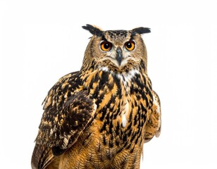 Fototapeta premium Close-up of an owl against white background
