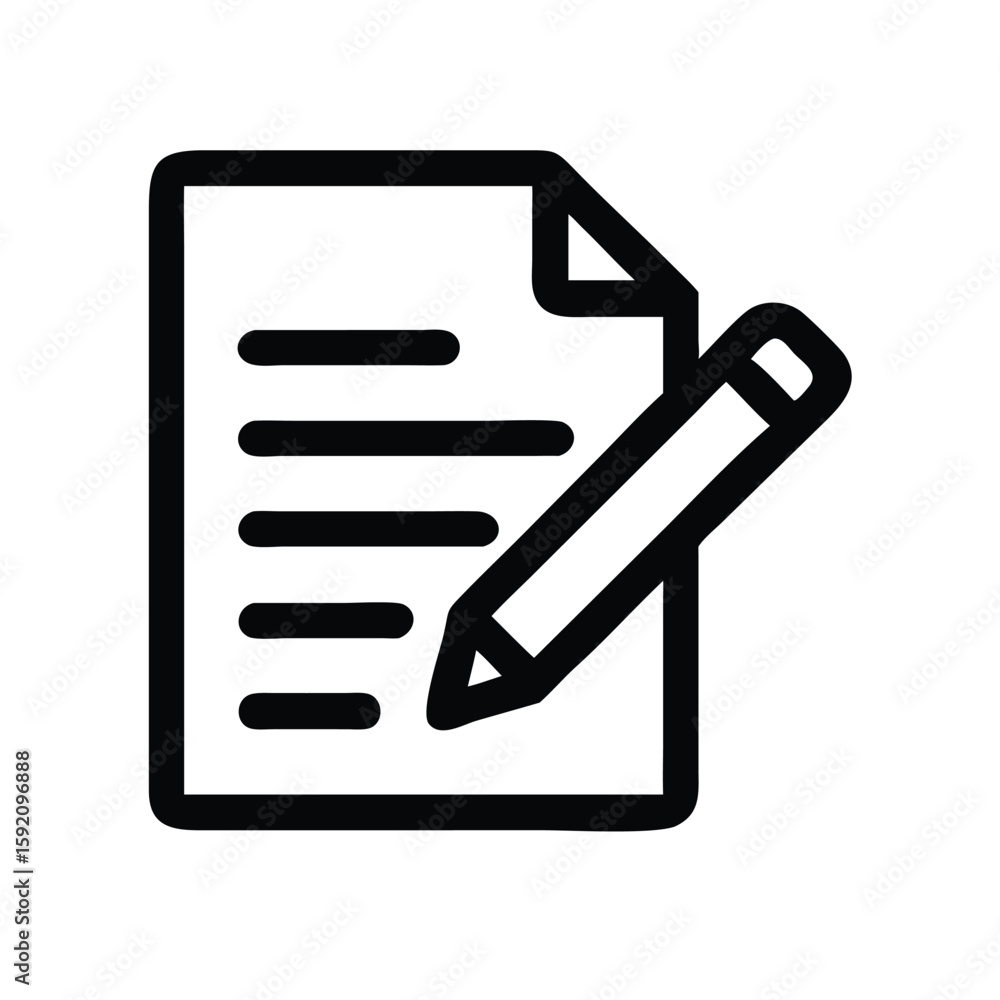 Poster document with pencil icon vector illustration for writing notes editing and creating content design 