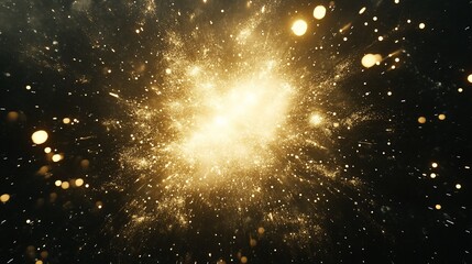 Golden cosmic explosion, space background, bright energy, celebratory design
