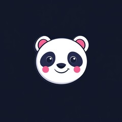 Cute panda head, simple design, cartoon style
