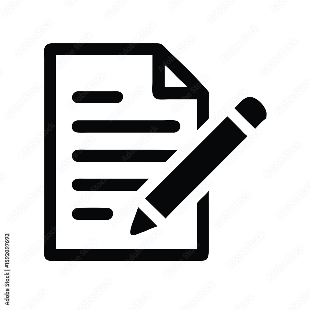 Aufkleber document writing icon vector illustration for content creation and editing design with pencil and pa
