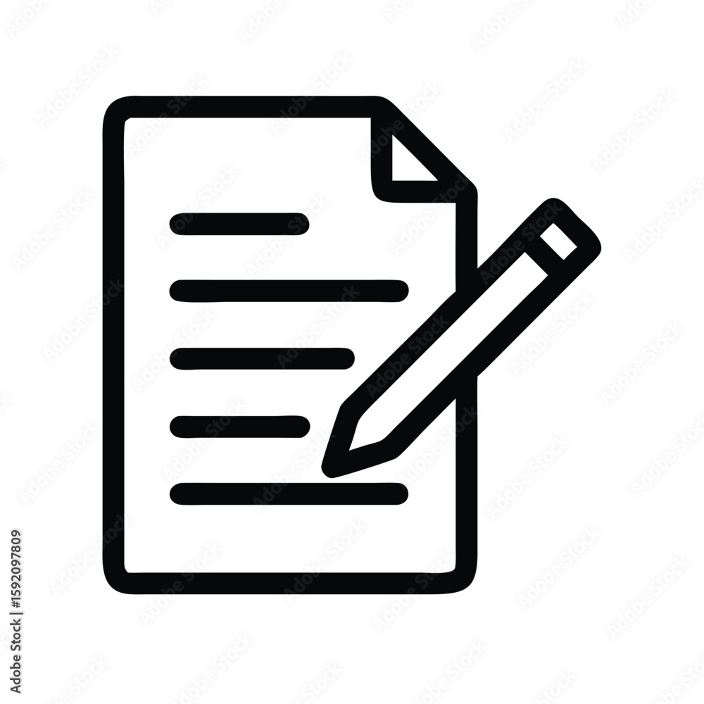 Poster document with pencil icon vector illustration for writing notes editing and creating content design 