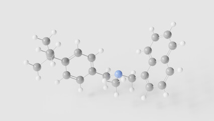 butenafine molecule 3d, molecular structure, ball and stick model, structural chemical formula skeletal topical antifungal