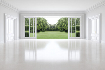 Install drywall in modern room with garden views