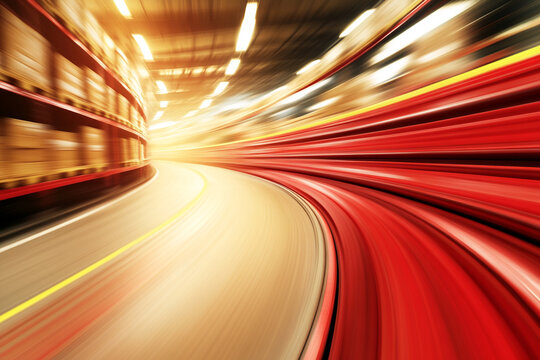 Conveyor belt in motion showcasing dynamic industrial activity