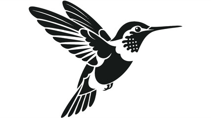 Fototapeta premium Minimalist black and white hummingbird illustration in flight