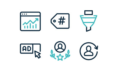 Minimalist business and marketing icons set for web and apps