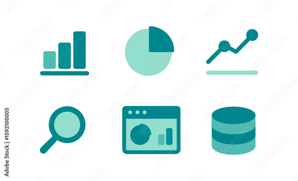 Aufkleber minimalist business analytics icons set for data visualization