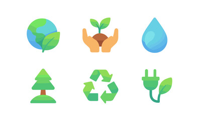 Eco-friendly icons collection for sustainable living and environmental awareness