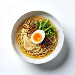 Delicious ramen noodle soup bowl with egg and vegetables asian cuisine food photography