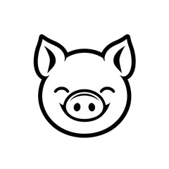Obraz premium Simple black and white pig graphic