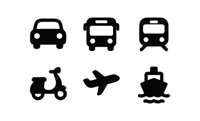 Fototapeta premium Classic transportation silhouettes: iconic vehicle shapes in monochrome design