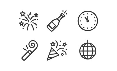 Fototapeta premium Celebration icons: festive party elements in minimalistic style